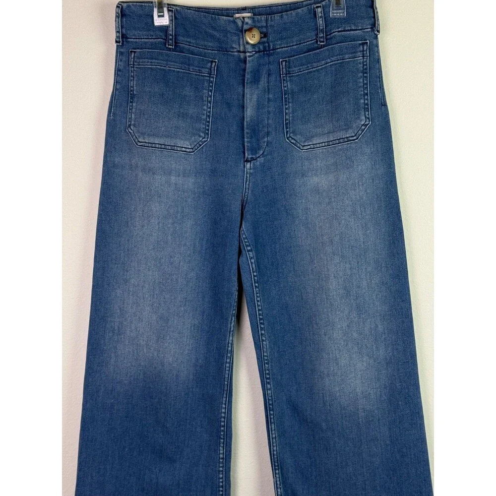 Maeve Anthropologie The Colette Cropped Wide Leg Jeans Size 31 Capsule Wardrobe - Picture 2 of 7
